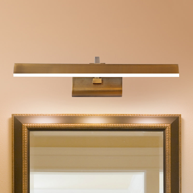 Led Brass Sconce Light Fixture For Bathroom - Linear Vanity Lamp In White/Warm/Natural 16/20/24 L