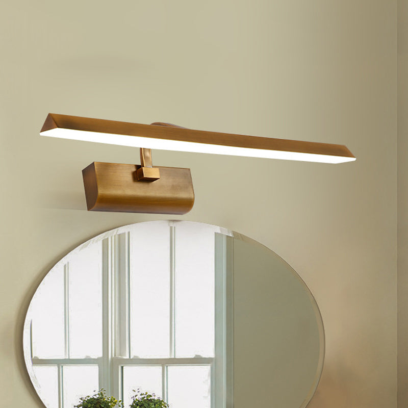 Led Brass Sconce Light Fixture For Bathroom - Linear Vanity Lamp In White/Warm/Natural 16/20/24 L