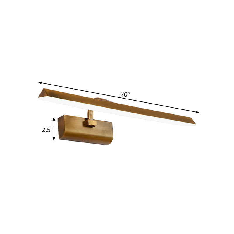 Led Brass Sconce Light Fixture For Bathroom - Linear Vanity Lamp In White/Warm/Natural 16/20/24 L