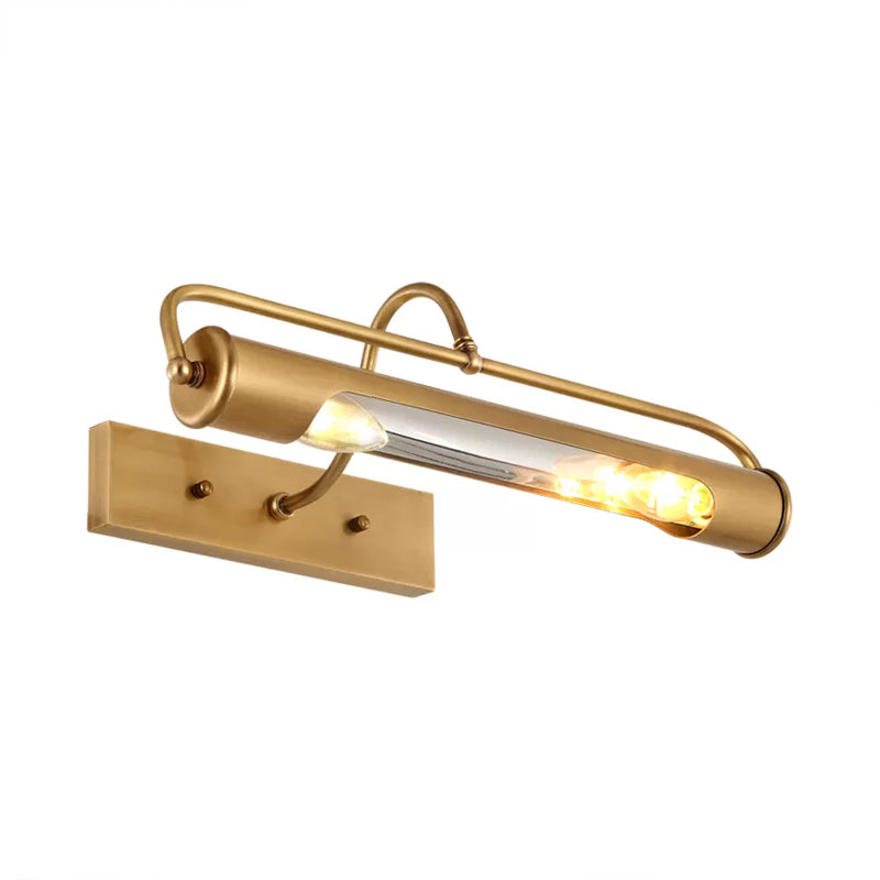 Traditional Brass Tube Vanity Light Fixture - 2 Lights 14/18 Wide