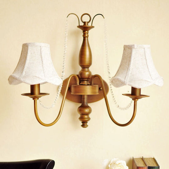 Vintage Brass Candle Wall Sconce With 2 Lights And Shade/Shadeless Option For Bedroom Mounting /