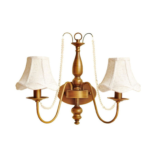 Vintage Brass Candle Wall Sconce With 2 Lights And Shade/Shadeless Option For Bedroom Mounting