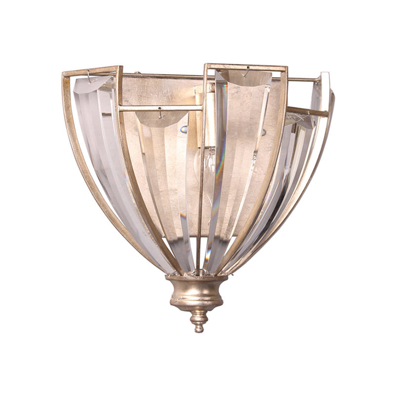 Traditional Crystal Dome Sconce Light - Sleek Contoured Wall Mount