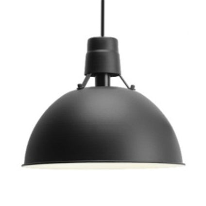 Industrial Dining Room Pendant Lighting - 16"/19.5" W 1-Light Metal Dome Shade, Hanging Ceiling Light in Black/White