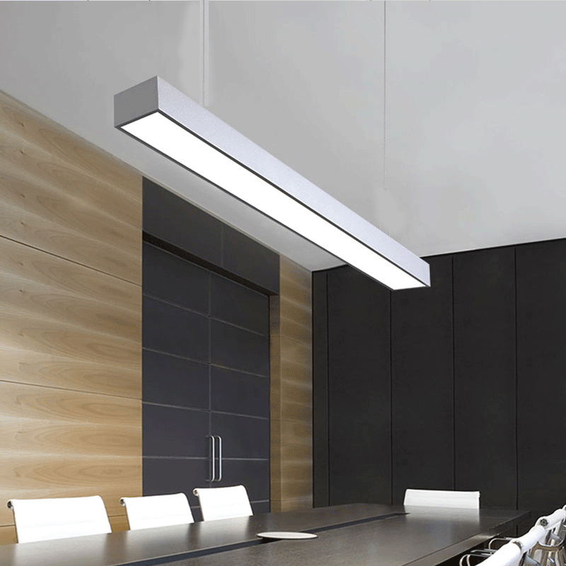 Linear Led Pendant Light: Sleek Aluminum Fixture For Modern Office Ceilings. Silver / 35.5 6