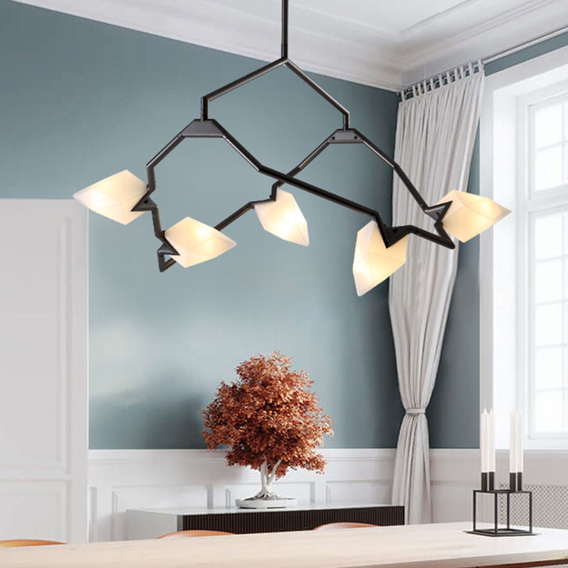 Modern Black/Gold Chandelier With Branching Design Shades - Elegant 5/8 Lights Dining Room Ceiling