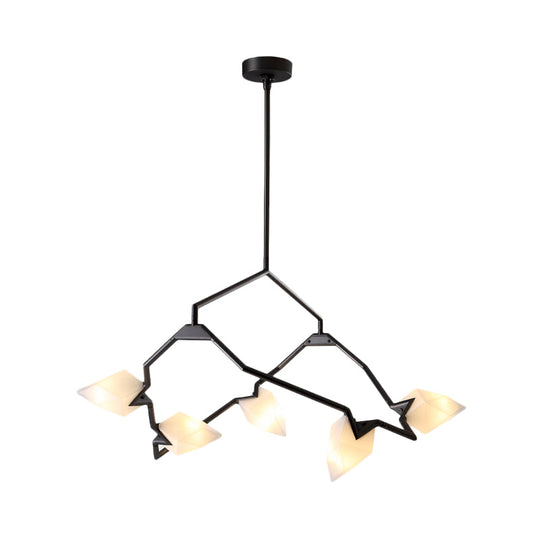 Modern Black/Gold Chandelier With Branching Design Shades - Elegant 5/8 Lights Dining Room Ceiling