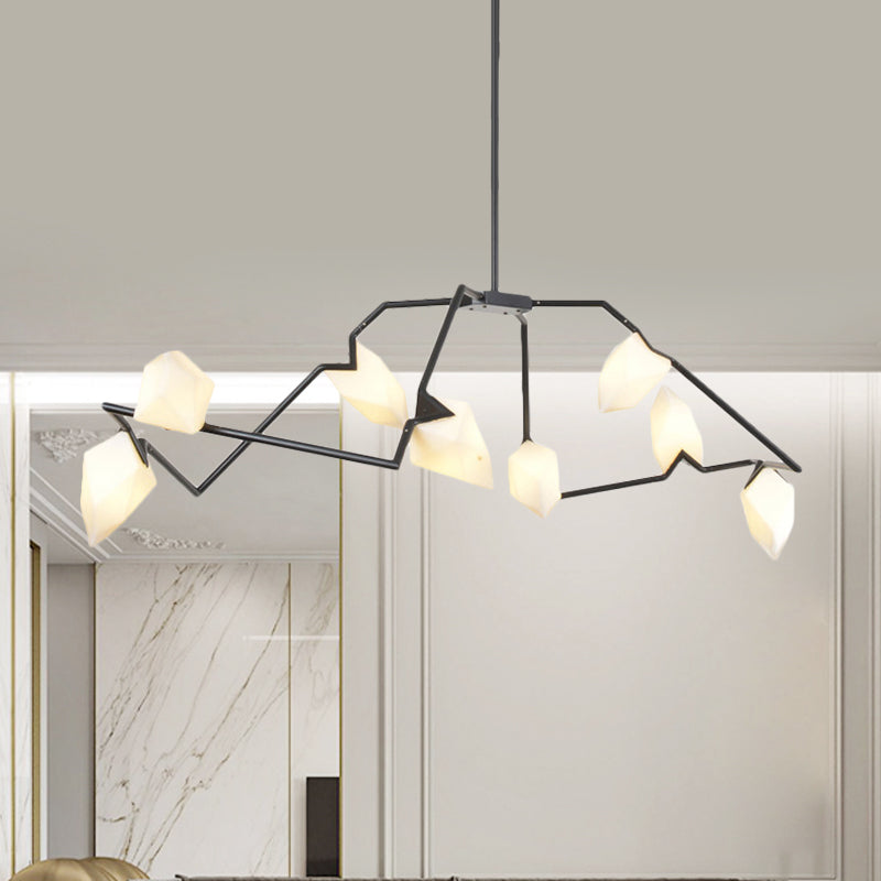 Modern Black/Gold Chandelier With Branching Design Shades - Elegant 5/8 Lights Dining Room Ceiling