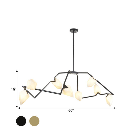 Modern Black/Gold Chandelier With Branching Design Shades - Elegant 5/8 Lights Dining Room Ceiling