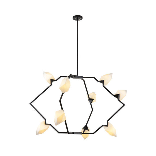 Modern Black/Gold Chandelier With Branching Design Shades - Elegant 5/8 Lights Dining Room Ceiling