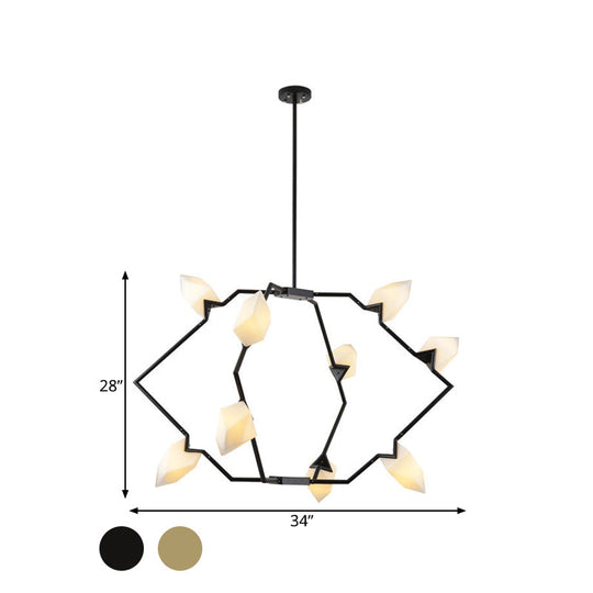 Modern Black/Gold Chandelier With Branching Design Shades - Elegant 5/8 Lights Dining Room Ceiling