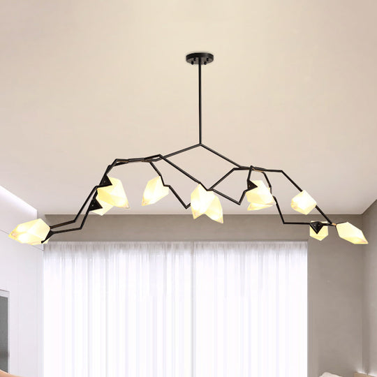 Modern Black/Gold Chandelier With Branching Design Shades - Elegant 5/8 Lights Dining Room Ceiling