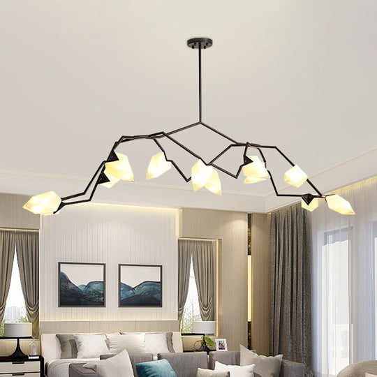 Modern Black/Gold Chandelier With Branching Design Shades - Elegant 5/8 Lights Dining Room Ceiling