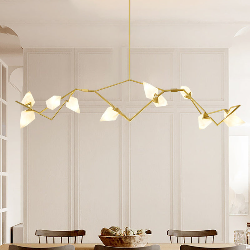 Modern Black/Gold Chandelier With Branching Design Shades - Elegant 5/8 Lights Dining Room Ceiling