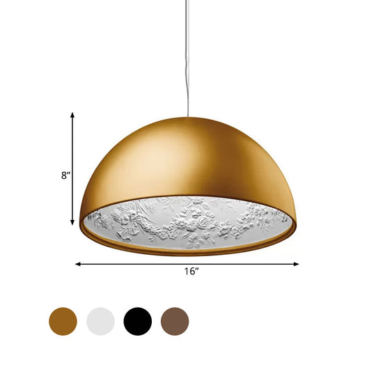 Nordic Dome Pendant Light with Intricate Pattern, 1-Light in Black/White/Brown, 16"/23.5"/35.5" Wide for Dining Room