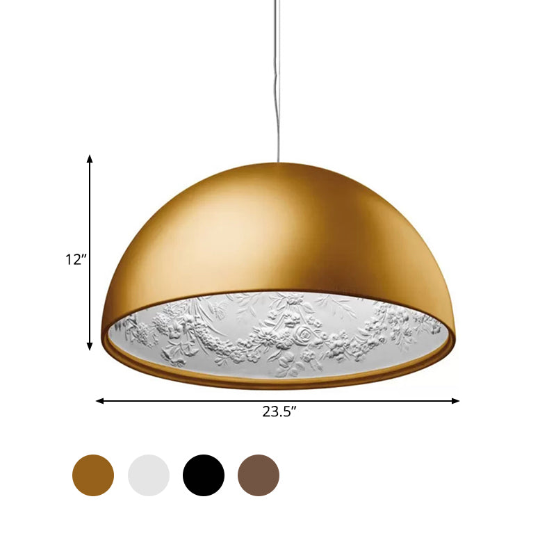 Nordic Dome Pendant Light with Intricate Pattern, 1-Light in Black/White/Brown, 16"/23.5"/35.5" Wide for Dining Room