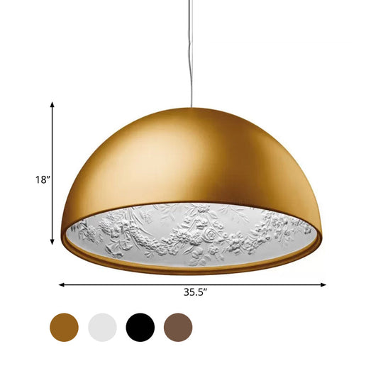 Nordic Dome Pendant Light with Intricate Pattern, 1-Light in Black/White/Brown, 16"/23.5"/35.5" Wide for Dining Room