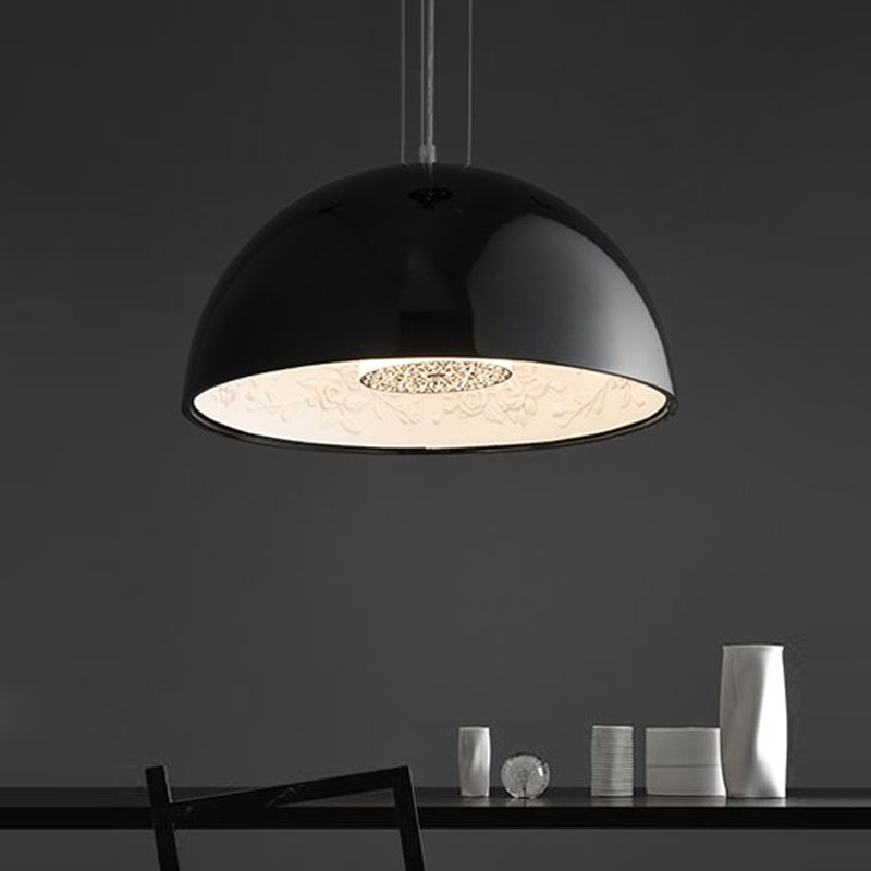 Nordic Dome Pendant Light with Intricate Pattern, 1-Light in Black/White/Brown, 16"/23.5"/35.5" Wide for Dining Room