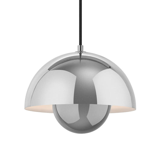 Nordic Dome Pendant Lighting: Silver/Red/Yellow Metal Ceiling Light For Dining Room