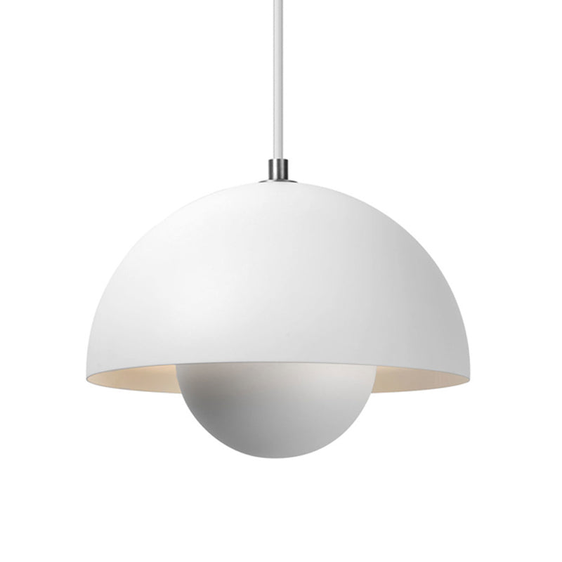 Nordic Dome Pendant Lighting: Silver/Red/Yellow Metal Ceiling Light For Dining Room