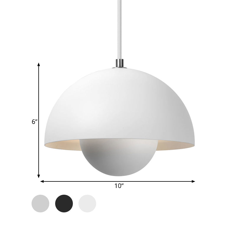 Nordic Dome Pendant Lighting: Silver/Red/Yellow Metal Ceiling Light For Dining Room