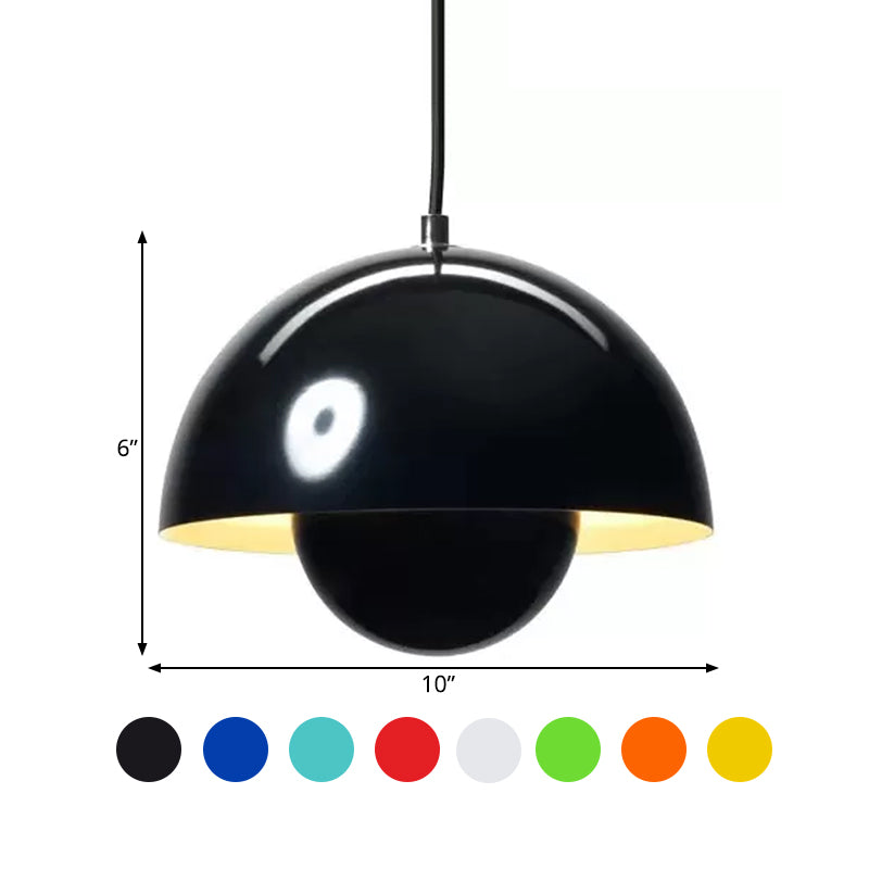 Nordic Dome Pendant Lighting: Silver/Red/Yellow Metal Ceiling Light For Dining Room