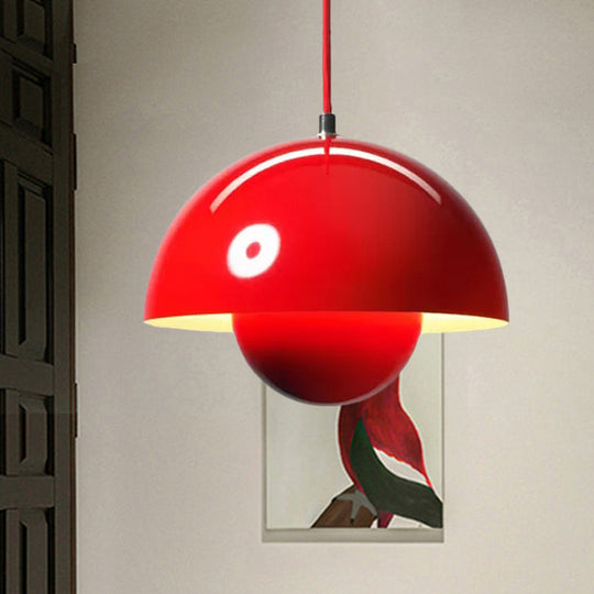 Nordic Dome Pendant Lighting: Silver/Red/Yellow Metal Ceiling Light For Dining Room Red