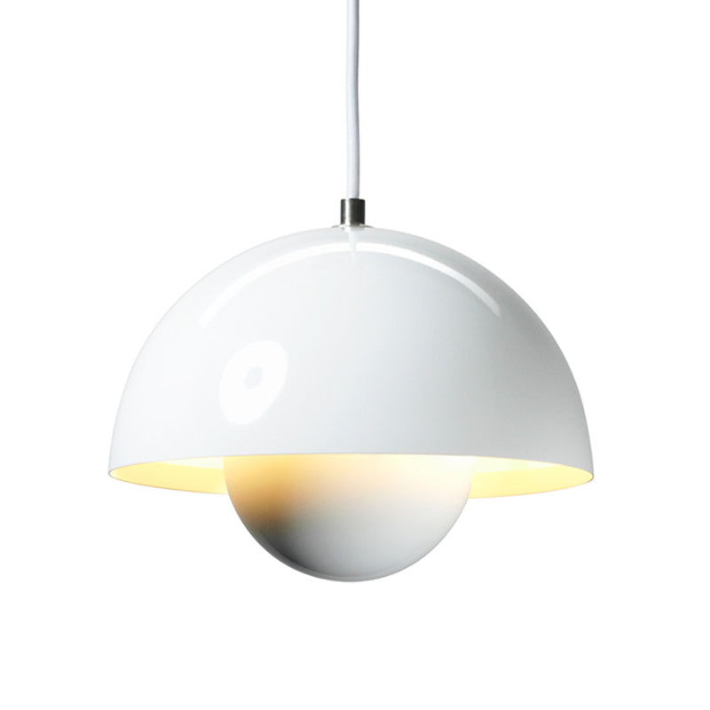 Nordic Dome Pendant Lighting: Silver/Red/Yellow Metal Ceiling Light For Dining Room