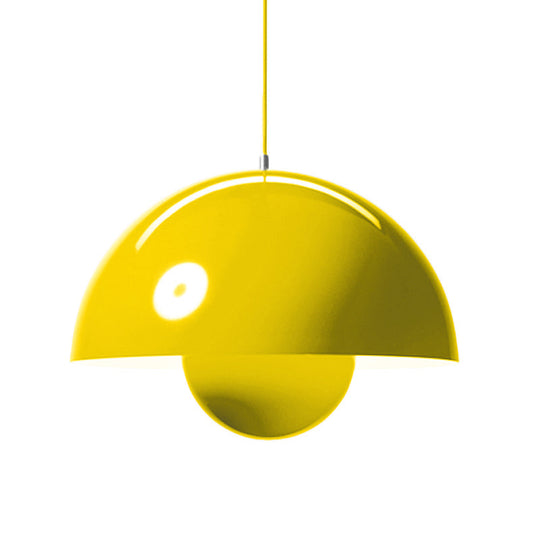 Nordic Dome Pendant Lighting: Silver/Red/Yellow Metal Ceiling Light For Dining Room