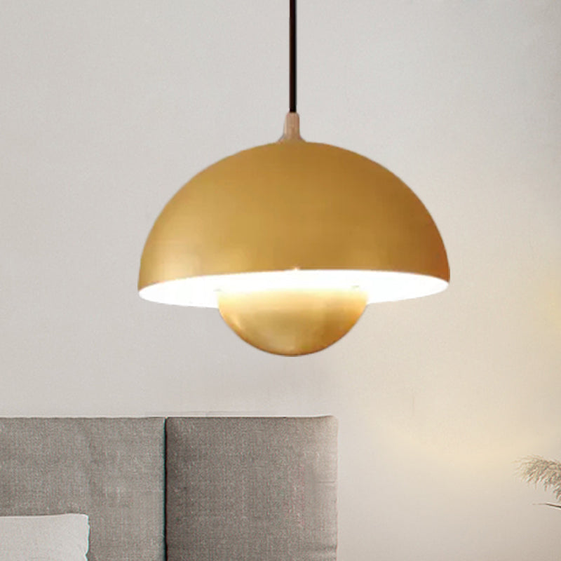 Nordic Dome Pendant Lighting: Silver/Red/Yellow Metal Ceiling Light For Dining Room Bronze