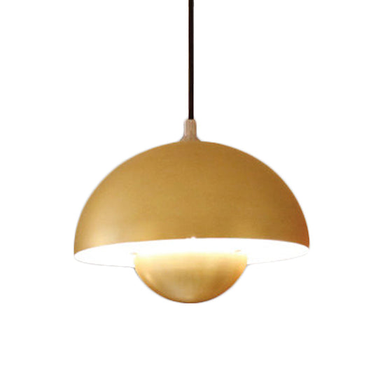 Nordic Dome Pendant Lighting: Silver/Red/Yellow Metal Ceiling Light For Dining Room