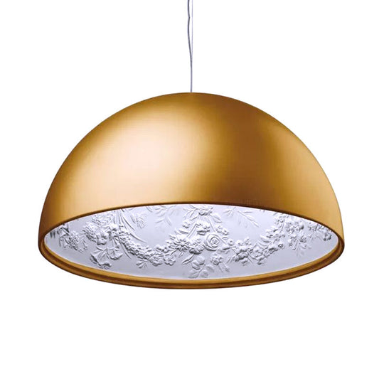 Nordic Dome Pendant Light with Intricate Pattern, 1-Light in Black/White/Brown, 16"/23.5"/35.5" Wide for Dining Room