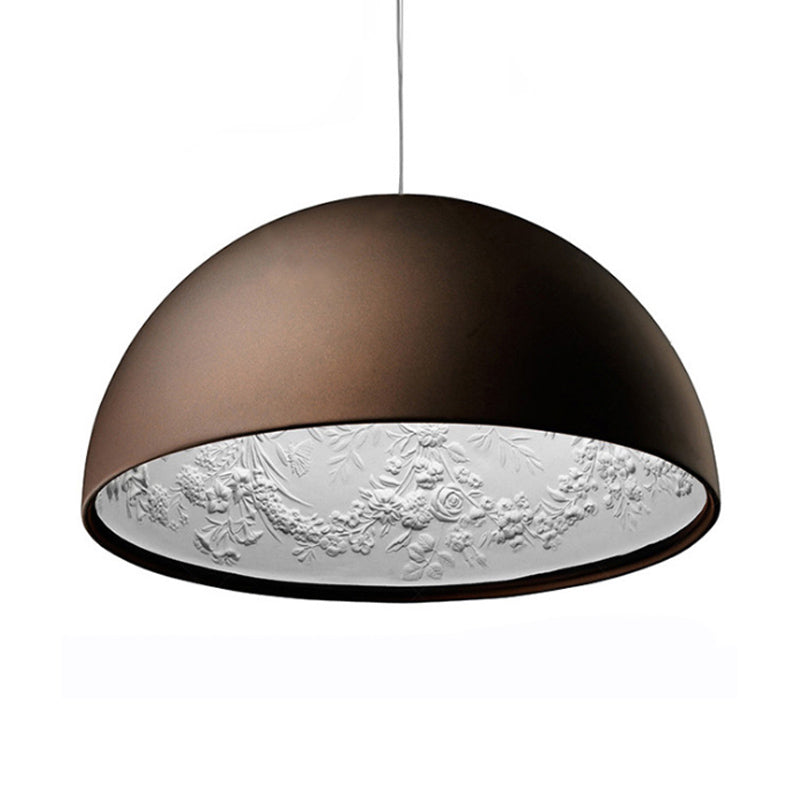 Nordic Dome Pendant Light with Intricate Pattern, 1-Light in Black/White/Brown, 16"/23.5"/35.5" Wide for Dining Room