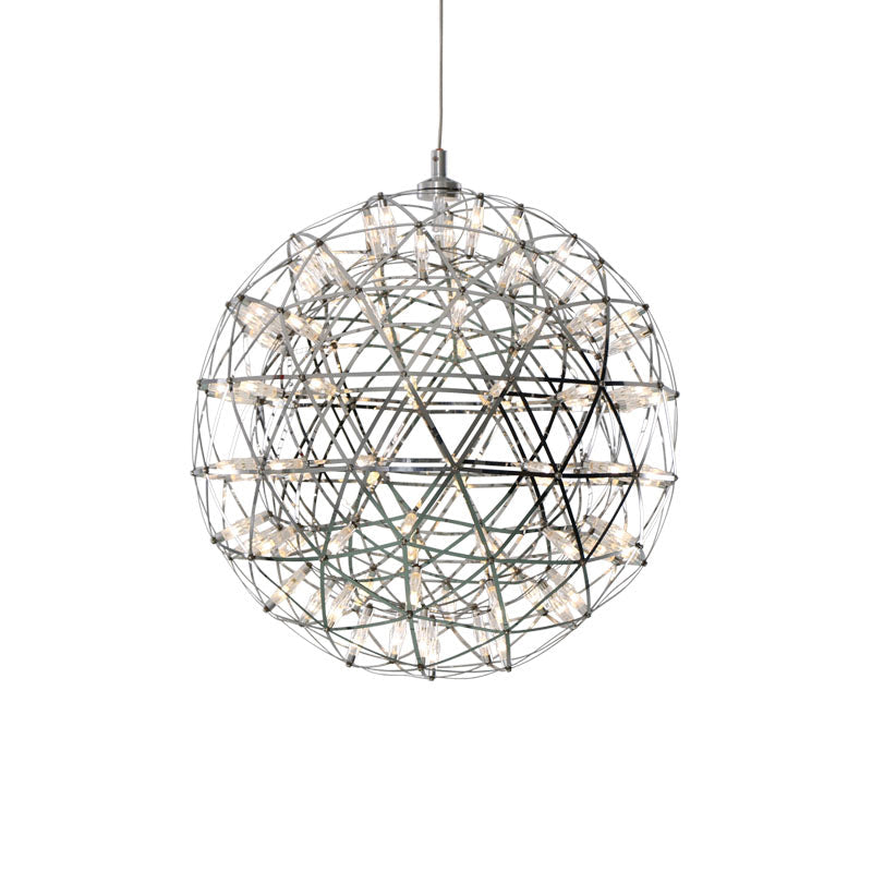 Modernist Stainless Steel Firework Chandelier With Led Orb Shade - 8/12 W Chrome