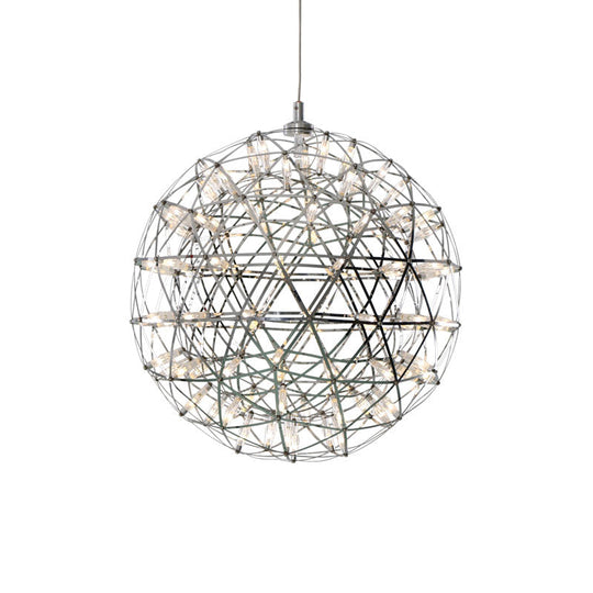 Modernist Stainless Steel Firework Chandelier With Led Orb Shade - 8/12 W Chrome