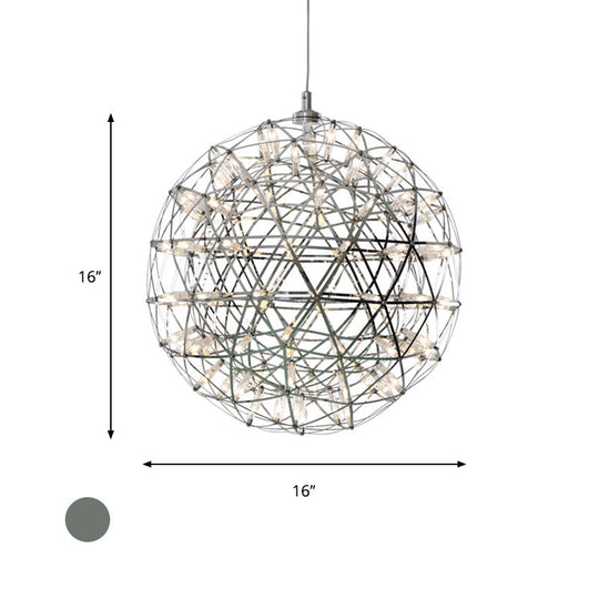 Modernist Stainless Steel Firework Chandelier With Led Orb Shade - 8/12 W Chrome