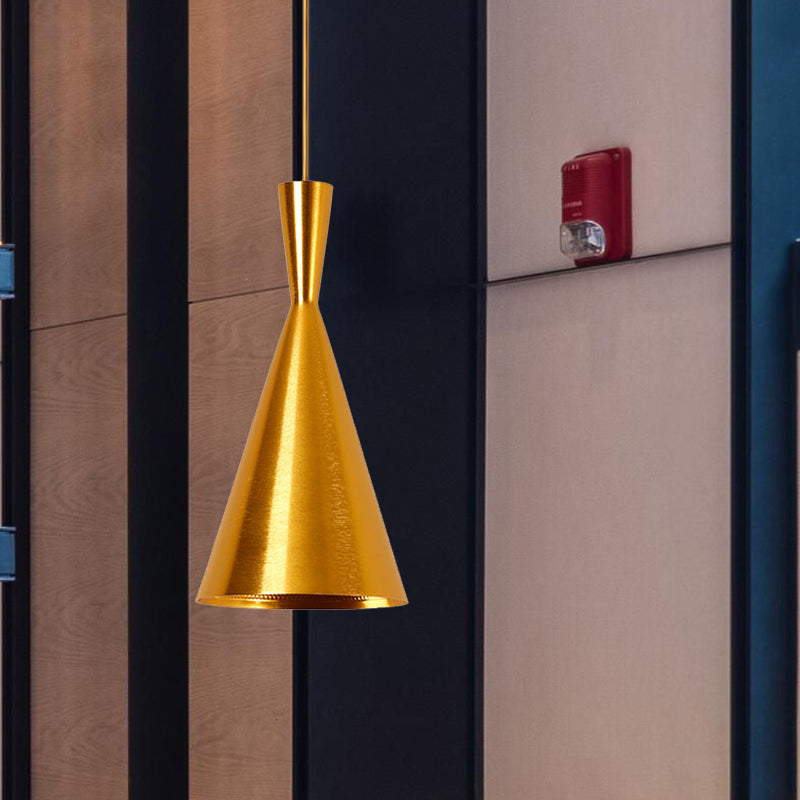 Industrial Pendant Light With Metal Cone Saucer And Urn Design - Black/White/Gold Finish Hanging