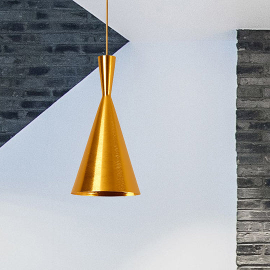 Industrial Metal Pendant Light with Cone/Saucer/Urn Design - Black/White/Gold Finish and Linear/Round Canopy