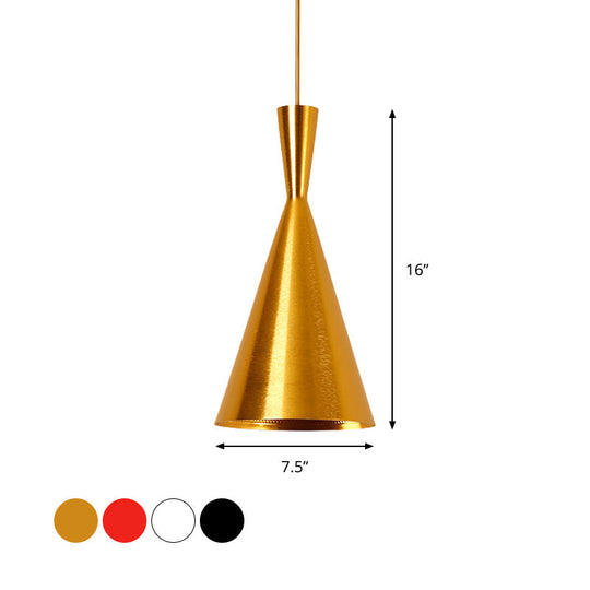 Industrial Metal Pendant Light with Cone/Saucer/Urn Design - Black/White/Gold Finish and Linear/Round Canopy