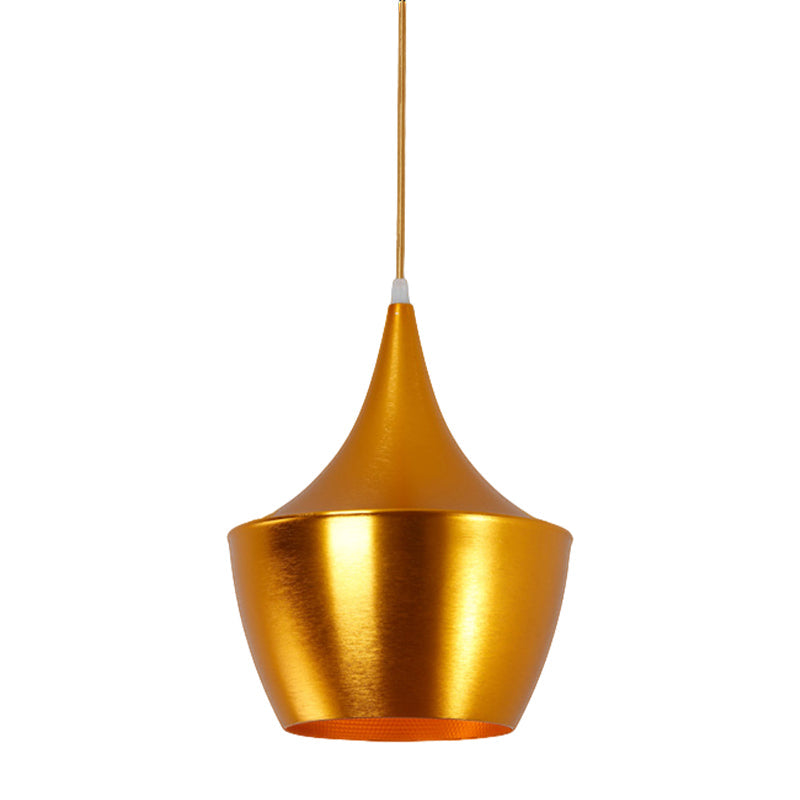 Industrial Metal Pendant Light with Cone/Saucer/Urn Design - Black/White/Gold Finish and Linear/Round Canopy