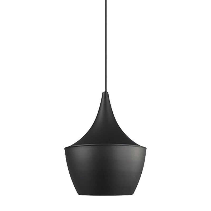 Industrial Metal Pendant Light with Cone/Saucer/Urn Design - Black/White/Gold Finish and Linear/Round Canopy