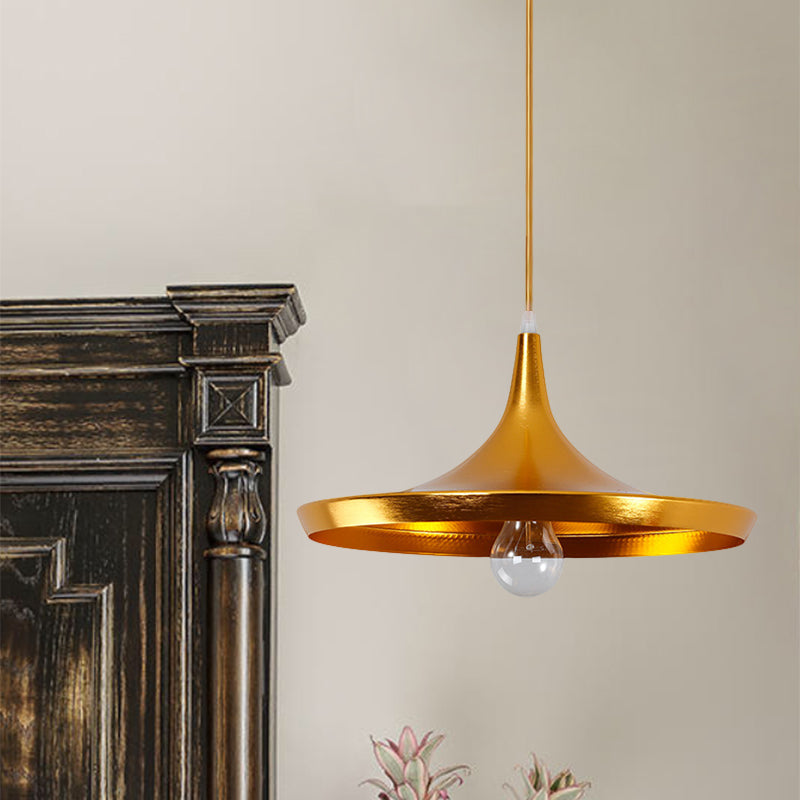 Industrial Metal Pendant Light with Cone/Saucer/Urn Design - Black/White/Gold Finish and Linear/Round Canopy