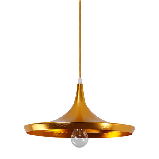 Industrial Metal Pendant Light with Cone/Saucer/Urn Design - Black/White/Gold Finish and Linear/Round Canopy