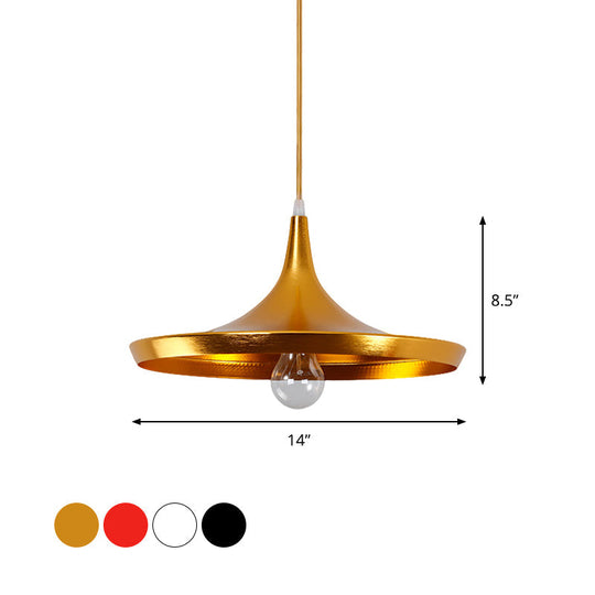 Industrial Metal Pendant Light with Cone/Saucer/Urn Design - Black/White/Gold Finish and Linear/Round Canopy