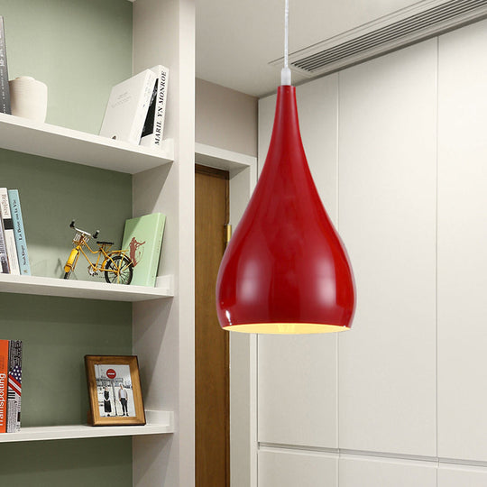 6.5/10 Teardrop Pendant Light - Modern Metal 1 Black/White/Red Red / 6.5