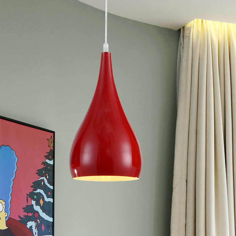 6.5/10 Teardrop Pendant Light - Modern Metal 1 Black/White/Red