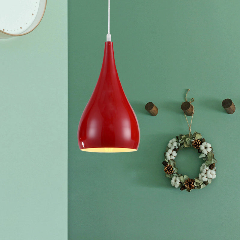 6.5/10 Teardrop Pendant Light - Modern Metal 1 Black/White/Red