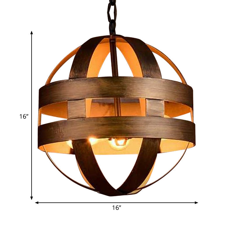 Vintage Style Bronze Orb Cage Chandelier - Indoor Ceiling Light Fixture with 3 Metal Lights