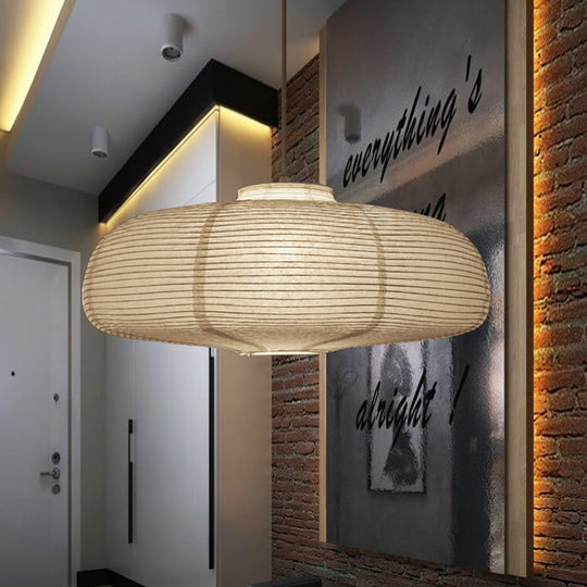 Traditional White Paper Lantern Pendant Lamp - 8.5"/11.5"/16.5" Wide, 1-Light Hanging Pendant Suspension