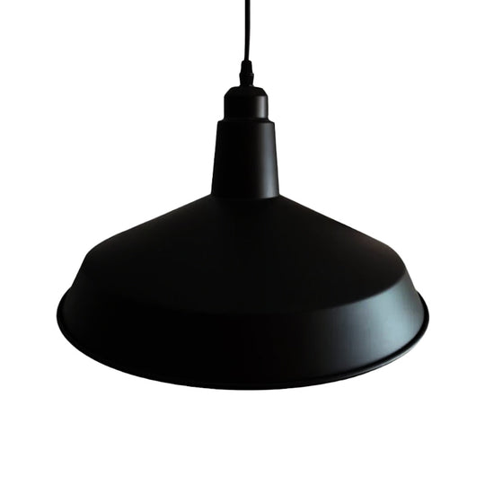 Retro Style Black Finish Barn Pendant Light With Adjustable Cord - 1 Metallic Hanging Fixture